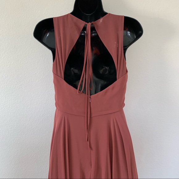 Jenny Yoo Elizabeth Sleeveless Sweetheart Neck Chiffon Maxi Gown Cinnamon Pink - Picture 11 of 16